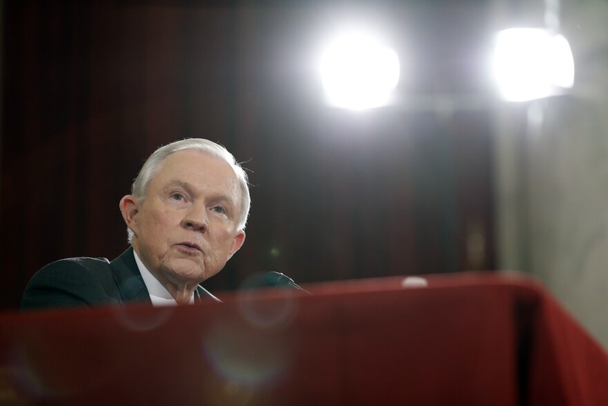 Attorney General Jeff Sessions testifies on Capitol Hill in Washington, Tuesday, Jan. 10, 2017, at his confirmation hearing before the Senate Judiciary Committee.