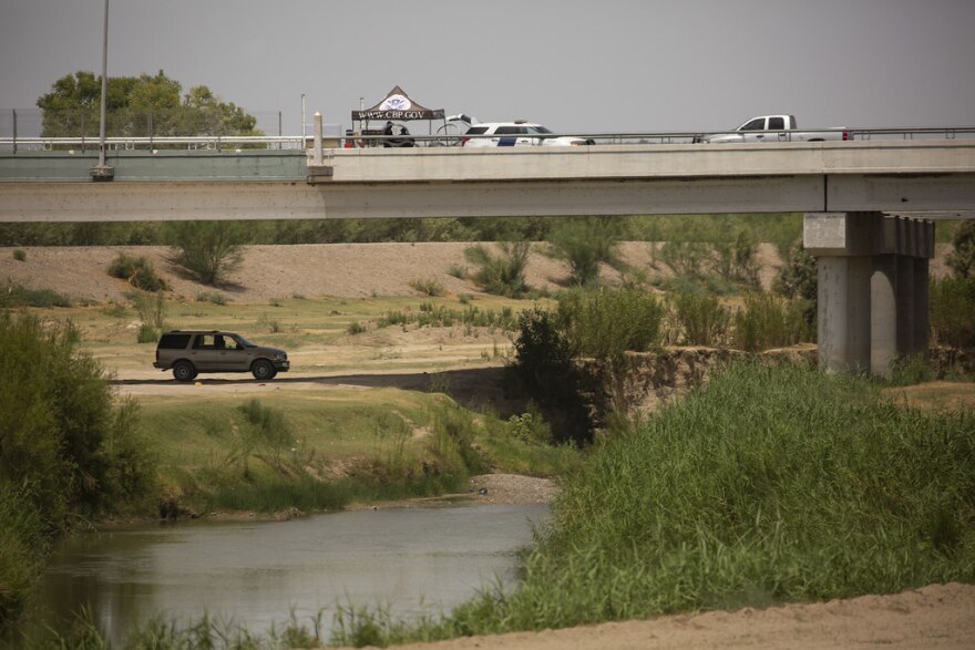 The port of entry between Presidio, Texas, and Ojinaga, Mexico, over the Rio Grande.  