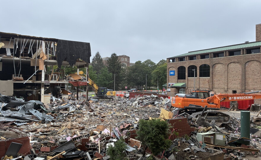 demolition of the book store site in East Lansing. 