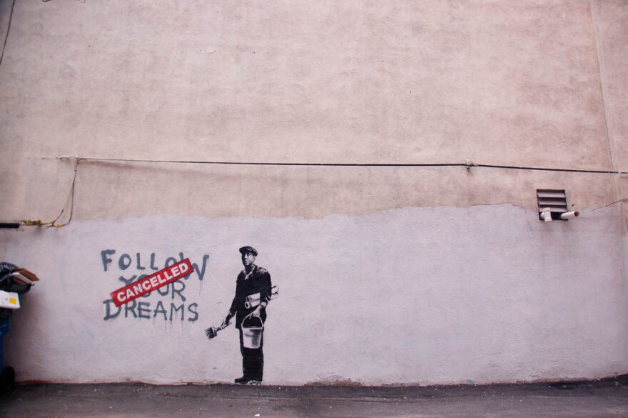 A Banksy piece in Boston. Photo taken in 2010.