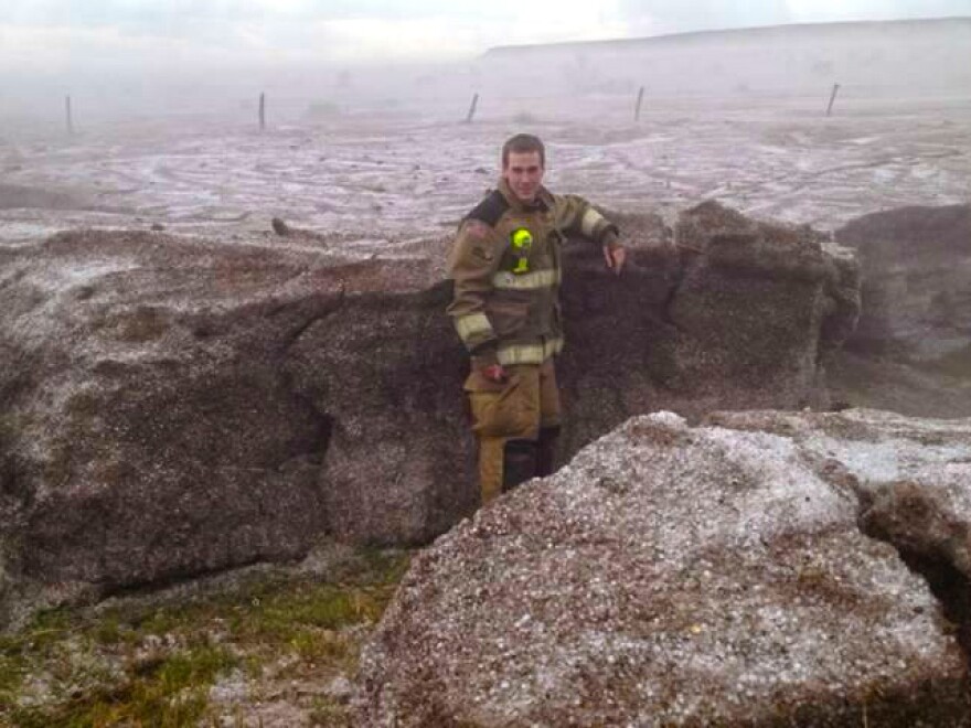 This image from the Amarillo National Weather Service's Facebook Page shows Wednesday's deep hail-drift in northern Potter County.