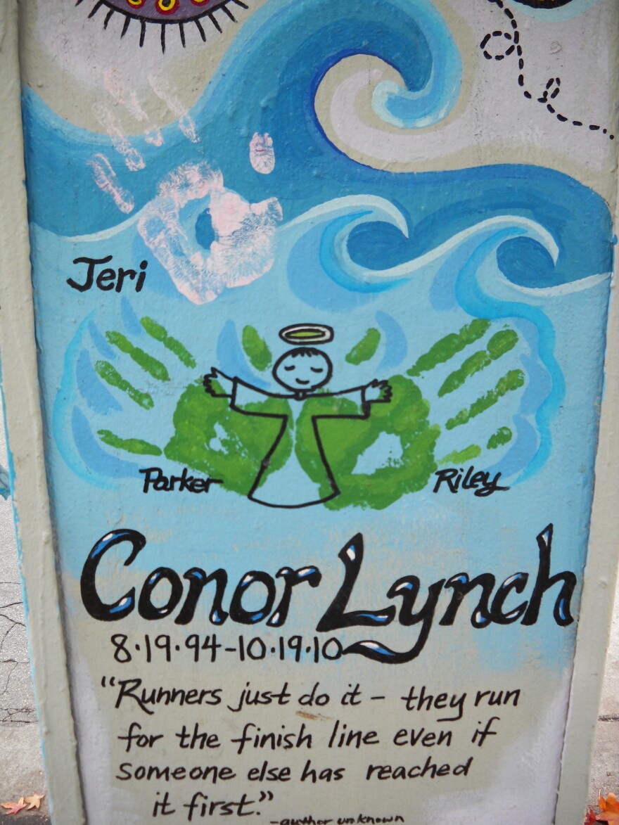 A memorial for Conor Lynch, a 16-year-old who was killed in a hit-and-run accident in 2010.