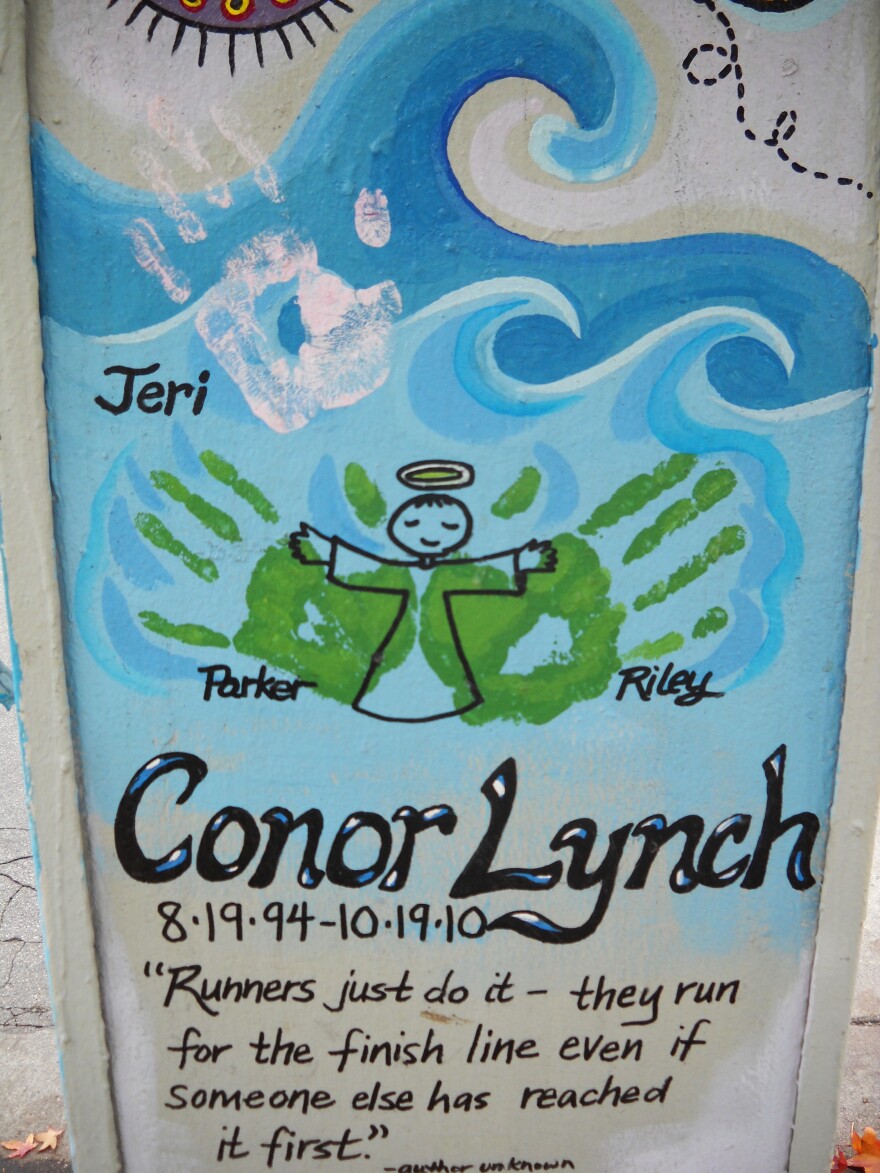 A memorial for Conor Lynch, a 16-year-old who was killed in a hit-and-run accident in 2010.