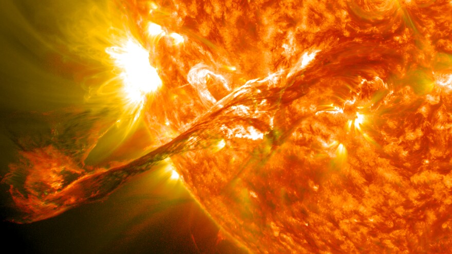 This 2012 image from NASA shows an example of a coronal mass ejection, which can release billions of tons of material from the sun's atmosphere into space and carry its own magnetic field.