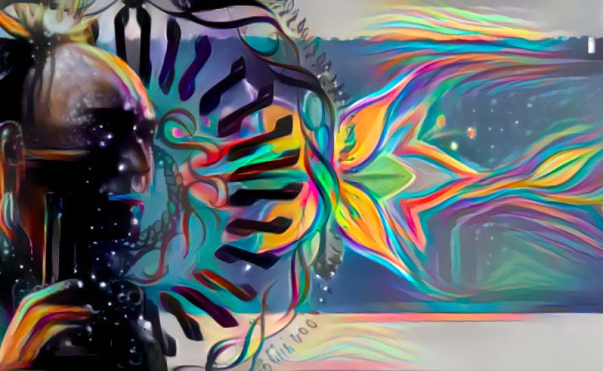 One of the concept paintings submitted by Colorado-based artist Bobby Lopez. He was selected by the Traverse City Arts Commission to honor Anishinabek culture in the Clinch Park tunnel mural.