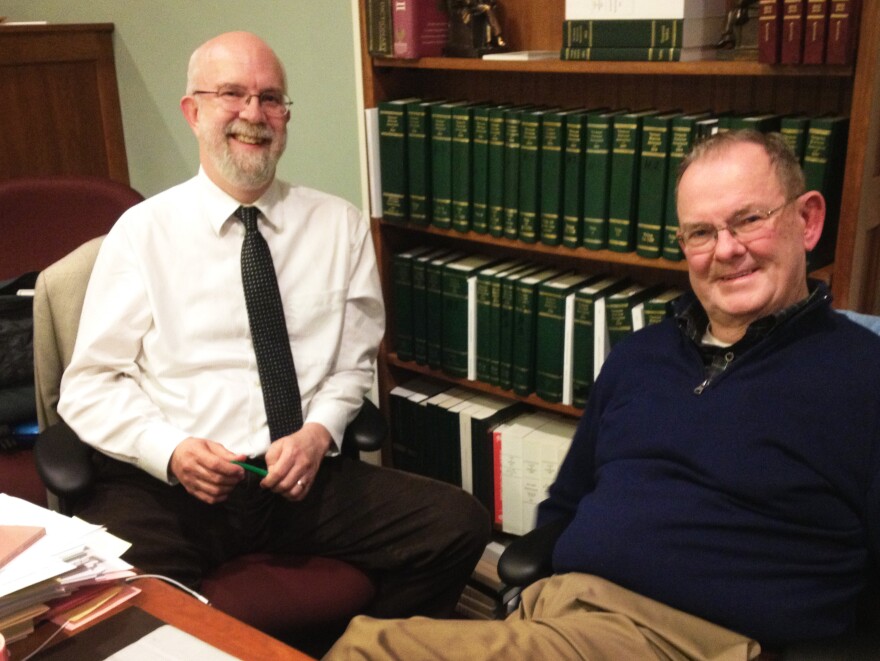 Lippert and former state Rep. John Edwards discuss the events of 13 years ago in the Statehouse committee room where the civil unions law was written.
