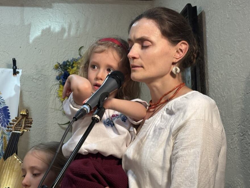 Fedynskyj's wife Mariya and their youngest daughter, born about the time the war started.