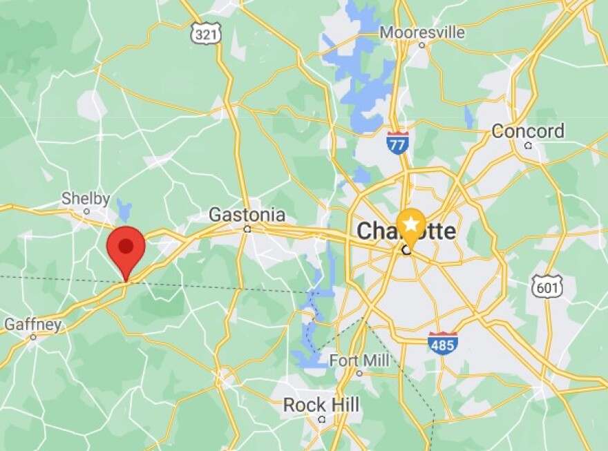 Grover is about 40 miles west of Charlotte.