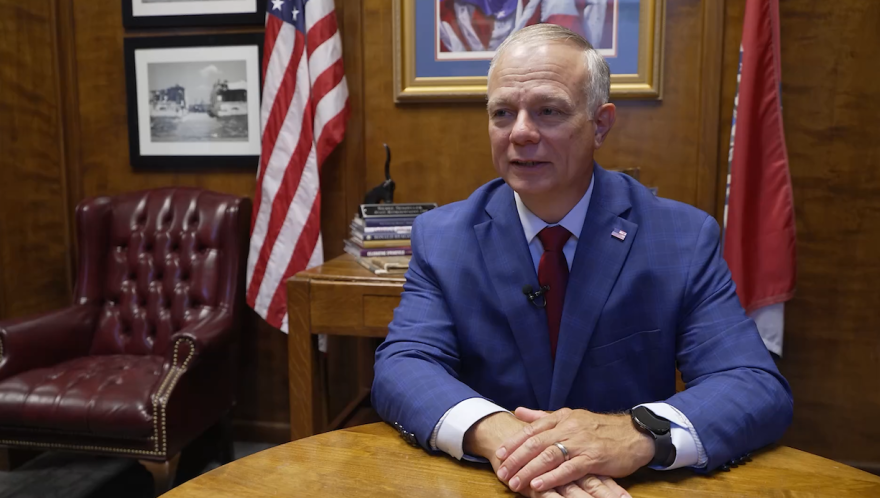 Greene County Clerk Shane Schoeller in his office at the Greene County Courthouse in July 2026.