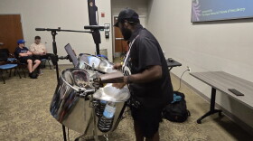 Ravon "Steely" Rhoden plays the steel pan drums at the Cooper Memorial Library in Clermont on Tuesday, October 6, 2026.