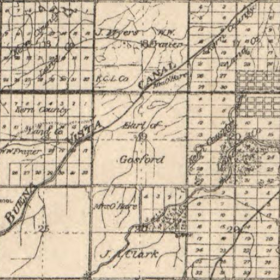 Land held by the Earl of Gosford is shown on this map of the Kern River Delta, dated January 1896 by the Kern County Land Company.
