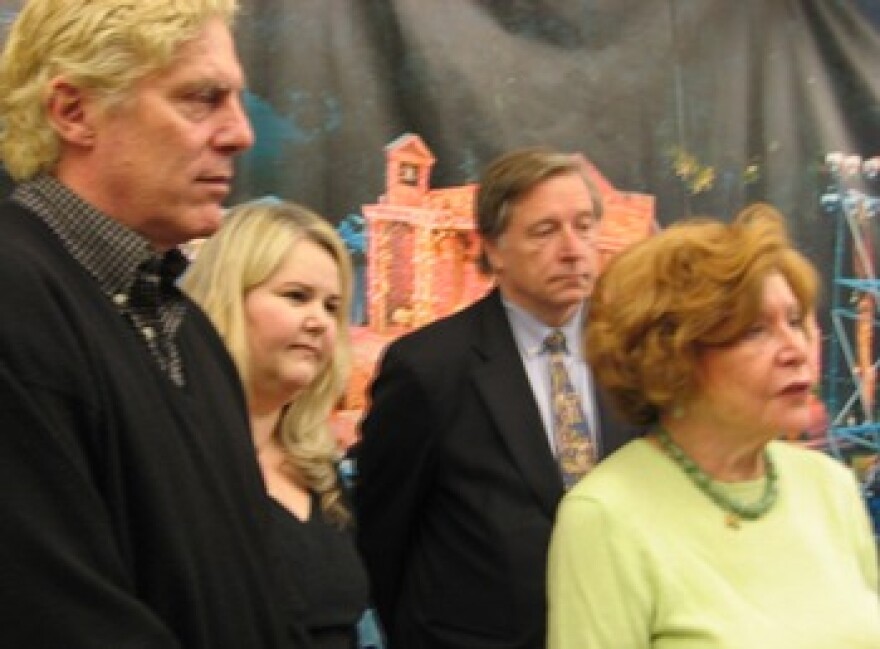 Actor John Rensenhouse (cast as Macbeth), producing artistic director Sidonie Garrett, board member Crosby Kemper III, and founder Marilyn Strauss.