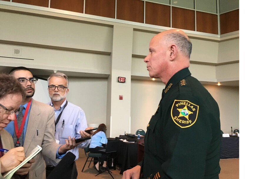 Pinellas County Sheriff Bob Gualtieri speaks with reporters