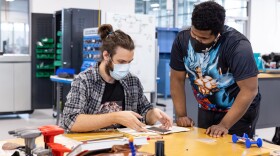 Mechatronics faculty and students in Building 24 on Clover Park Technical College’s Lakewood, WA campus. Photo courtesy of Kristin Zweirs