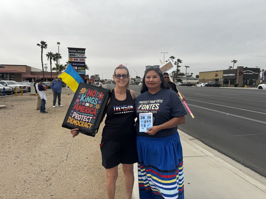 Roxanne Barley, a Native American Indian women from the cocopah Indian tribe on the right.