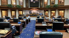 Senate lawmakers were divided between their chamber floor and the balcony for the 2021 legislative session, in order to better socially distance.
