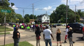 The Victory Over Violence march began at Providence Baptist Church and moved down Copley Road before several speakers rallied the crowd with anti-violence messages.