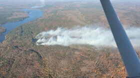 An aerial view of the Ridge Fire in Michigan's Upper Peninsula on Sunday, Oct. 11, 2026.