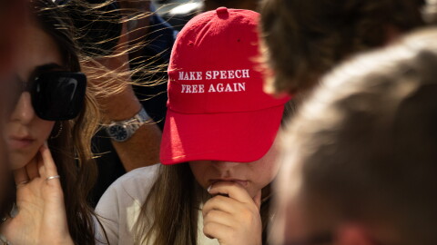 A member of Utah Valley University's Turning Point USA chapter waits outside the 4th District Courthouse in Provo for the judge's ruling at Tyler Robinson's preliminary hearing, Sept. 1, 2026.