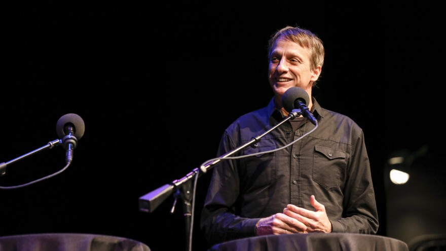 Tony Hawk appears on <em>Ask Me Another</em> at the Balboa Theatre in San Diego, California.