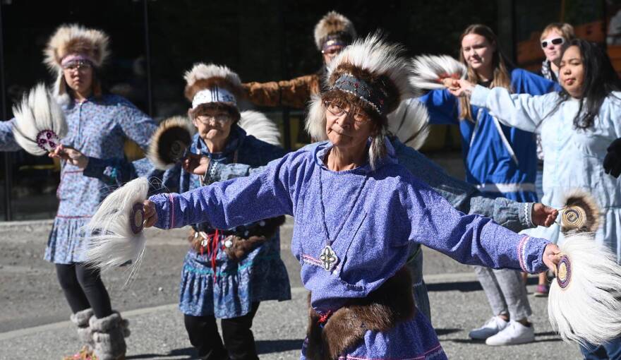 Acilqug Yup'ik Dancers performed after the bill signing at the Alaska Native Heritage Center on Thursday, July 28, 2022.