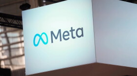 The Meta logo is seen at the Vivatech show in Paris on June 14, 2023.