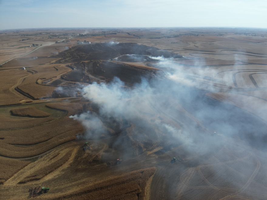 A fire burned Oct. 1 in Mills County in farm southwest Iowa. Officials say drought conditions are raising the risk of wildfires for than usual in states including Iowa, Minnesota, Wisconsin, Illinois and Iowa. 