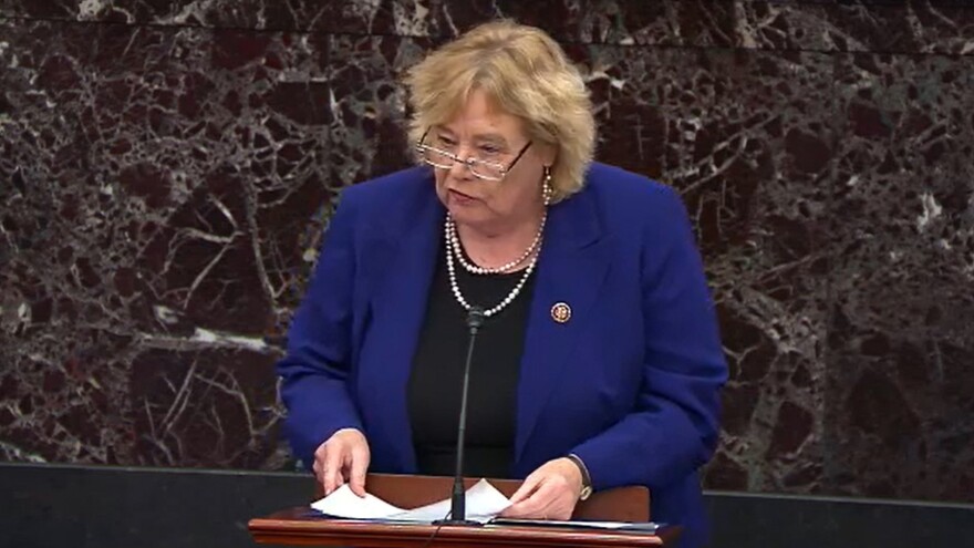 Rep. Zoe Lofgren served as a House manager during impeachment proceedings against then-President Donald Trump on Feb. 3, 2020.