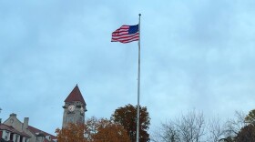 A flag raising ceremony at Indiana University in observance of Veteran's Day. 