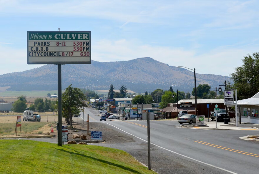 A sign on a rural street reads "Welcome to Culver"