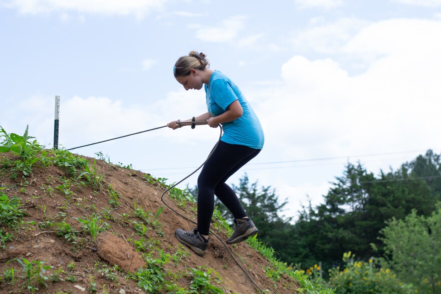 Kiersten Collins descends 'the mountain.'