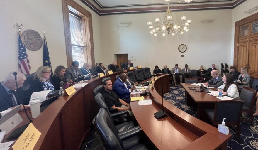 State Medicaid Director Cora Steinmetz, right, discusses managed care with lawmakers on Sept. 28, 2023.