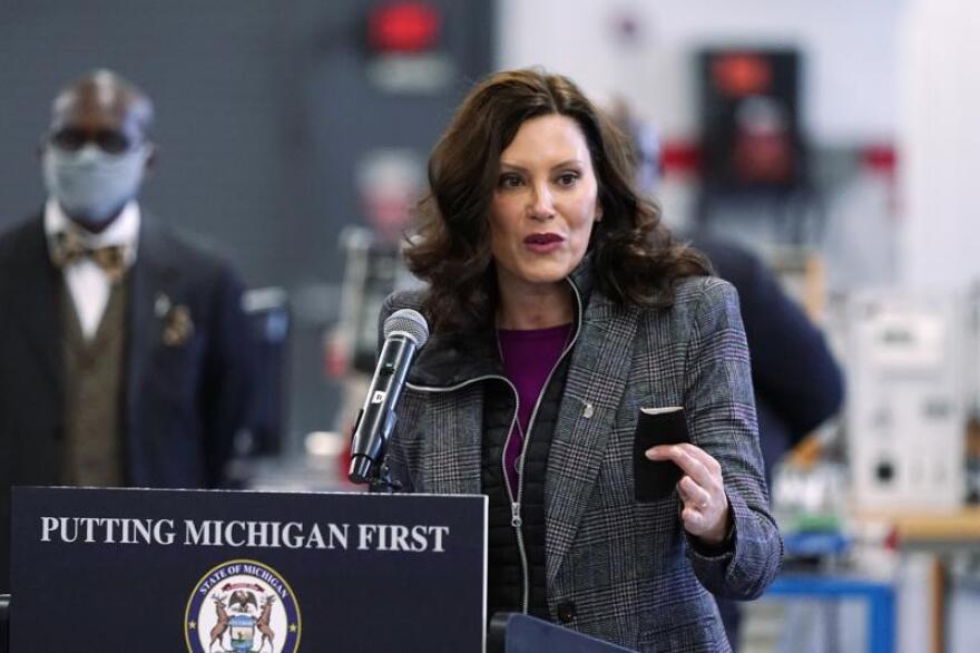 Michigan Gov. Gretchen Whitmer addresses business leaders.