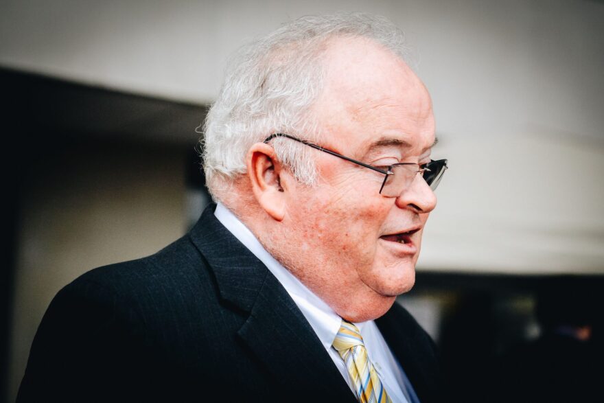 Billy Long speaks during a press conference before filing for election during the Missouri Senate primary on Tuesday morning in Jefferson City.
