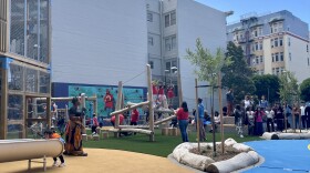 Children from nearby childcare centers and schools enjoy the newly renovated playground, featuring new play structures, a nature area, and