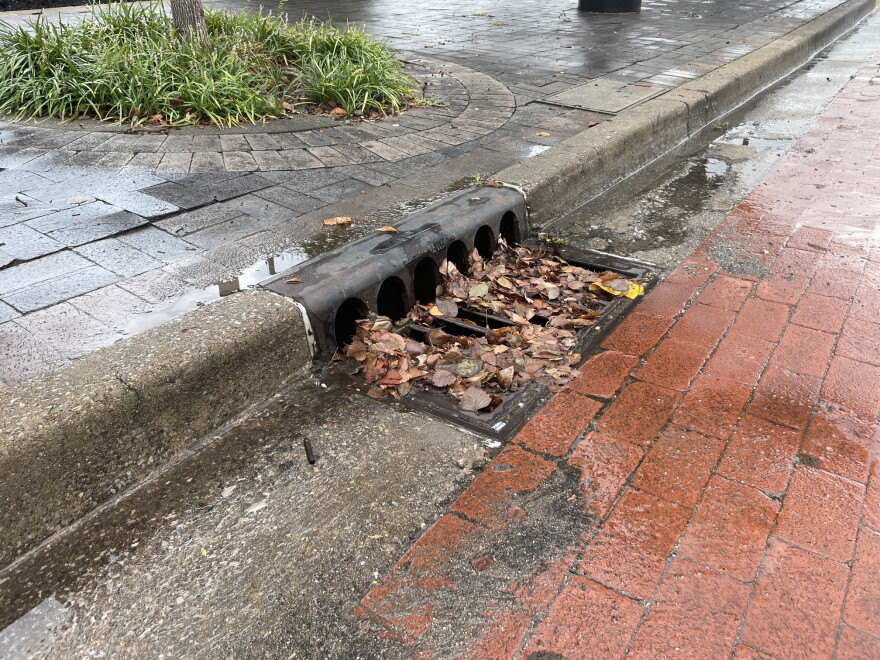 A storm drain in Downtown Evansville