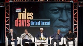 Michael Kantor, from left, Erin Davis, Vince Wilburn, Stanley Nelson and Marcus Miller participate in the American Masters "Miles Davis: Birth of the Cool" panel during the PBS Winter 2020 TCA Press Tour at The Langham Huntington, Pasadena on Friday, Jan. 10, 2020.
