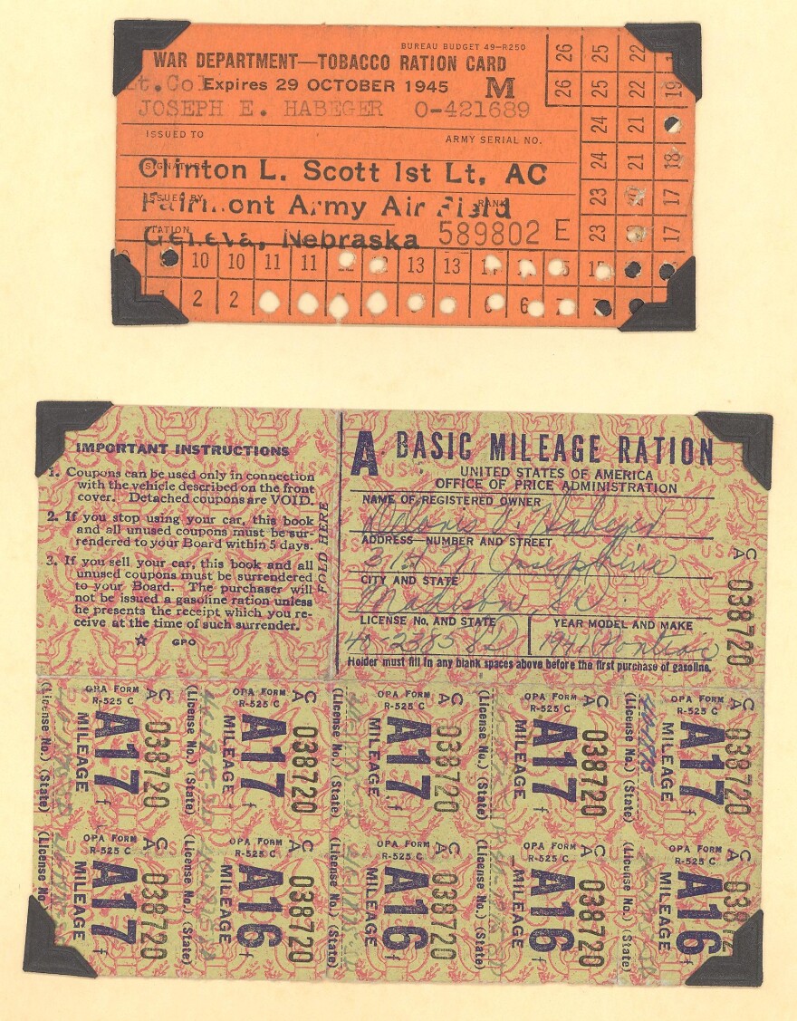 image of WWII tobacco and mileage rations.