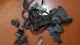 A photo taken in Beirut's southern suburbs shows the remains of exploded pagers on display at an undisclosed location.