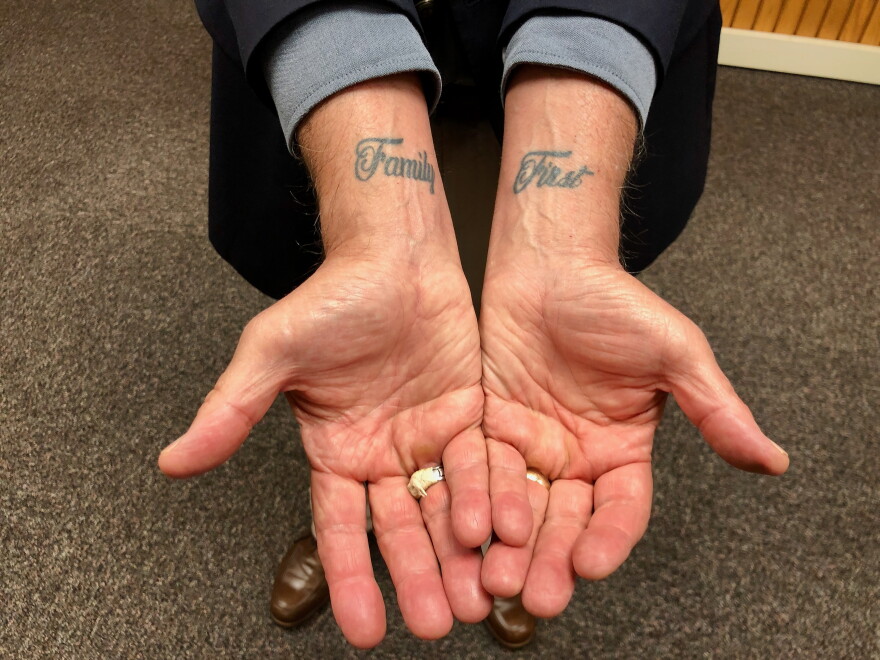 Joe Tobia has tattoos on his arms in honor of his son, Matthew.
