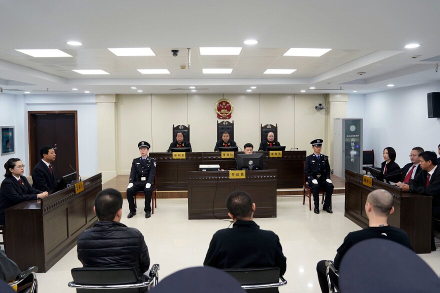 Fentanyl drug traffickers are sentenced in court last year in Xingtai in northeast China's Hebei province. The court sentenced at least nine fentanyl traffickers in a case that was the culmination of a rare collaboration between Chinese and U.S. law enforcement to crack down on global networks that manufacture and distribute lethal synthetic opioids.