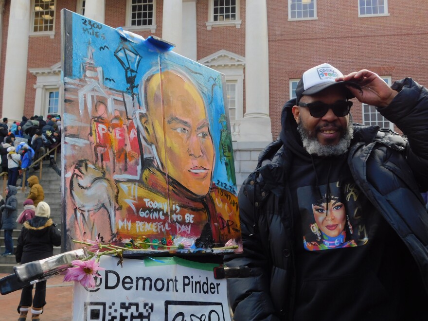 Pinder hopes his finished portrait will be placed in a museum to commemorate the monks' final stop on their "Walk of Peace."
