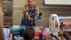 Hannah Shaw, known as the Kitten Lady, during a presentation at North Collier Regional Park on July 25, 2026.