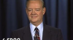 Jim Broyhill seen participating in a North Carolina Senate debate on Oct. 12, 1986.