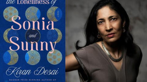 The cover of "The Loneliness of Sonia and Sunny" and author Kiran Desai. (Courtesy of Hogarth and Michael Sharkey)