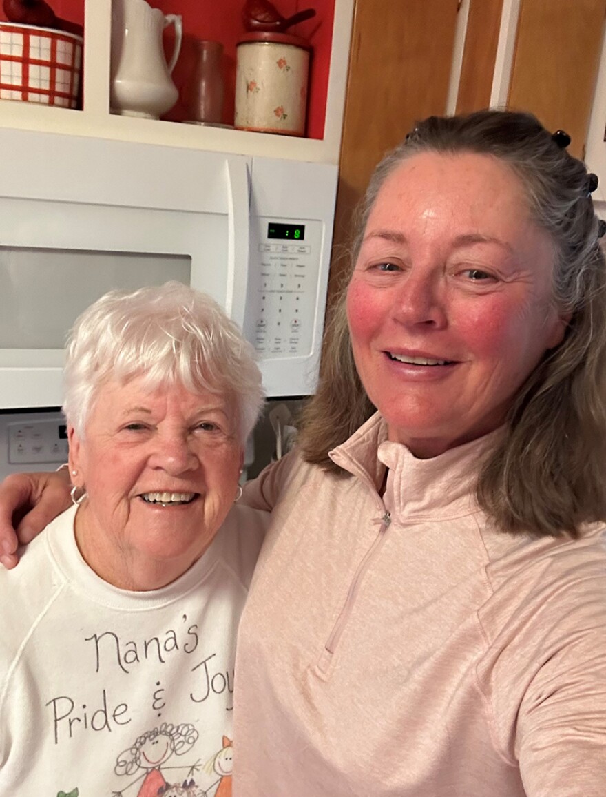 Seacross Ranch owner Mickey Steward (right) and friend Wilma Wallace (left) in the kitchen