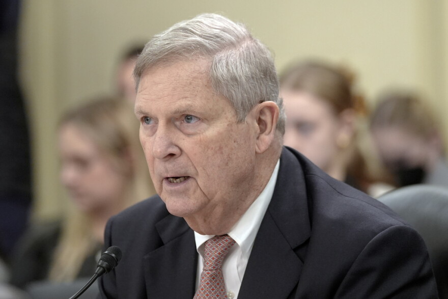 FILE - Agriculture Secretary Tom Vilsack testifies during a Senate Agriculture, Nutrition, and Forestry oversight hearing on the Department of Agriculture on Capitol Hill Wednesday, Feb. 28, 2024, in Washington. (AP Photo/Mariam Zuhaib, File)