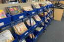 Books seen in the library at Browning Elementary School on Sept. 2, 2025, the first day of the new school year.