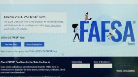 A web page is shown with the words 'FAFSA form" in large blue letters. It is the homepage for the 2024-2025 FAFSA form.