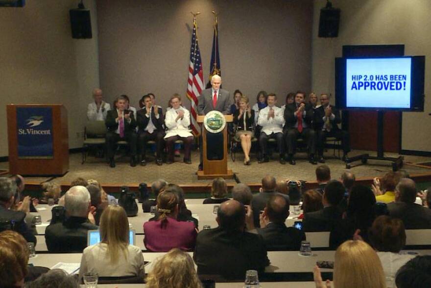 Gov. Mike Pence announces the approval of Hip 2.0, last year.